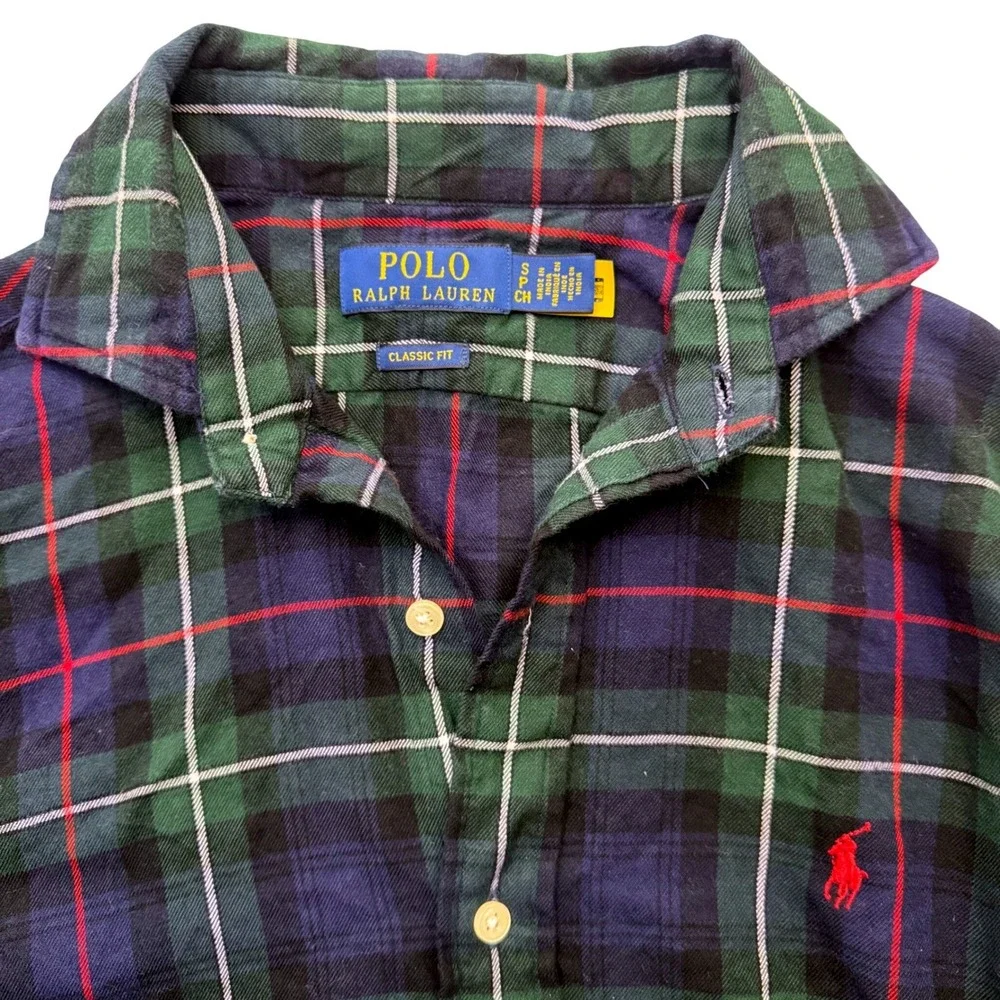 Polo Ralph Lauren Mens Shirt Small Classic Fit Plaid Button Down Cotton